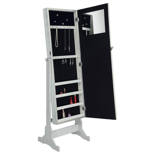 Elle - Cheval Mirror With Jewelry Storage - Silver - Premium Storage Mirrors from CoasterEveryday - Just $279! Shop now at Furniture Wholesale Plus  We are the best furniture store in Nashville, Hendersonville, Goodlettsville, Madison, Antioch, Mount Juliet, Lebanon, Gallatin, Springfield, Murfreesboro, Franklin, Brentwood