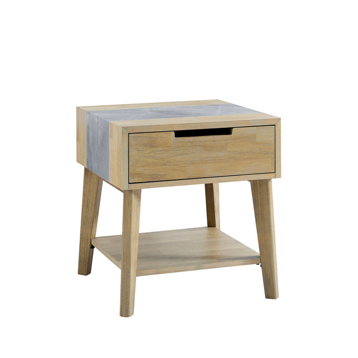 Calgary - Sintered Stone Inlay Side Table - Brown – End Tables by Steve Silver Furniture at Furniture Wholesale Plus , Nashville furniture store