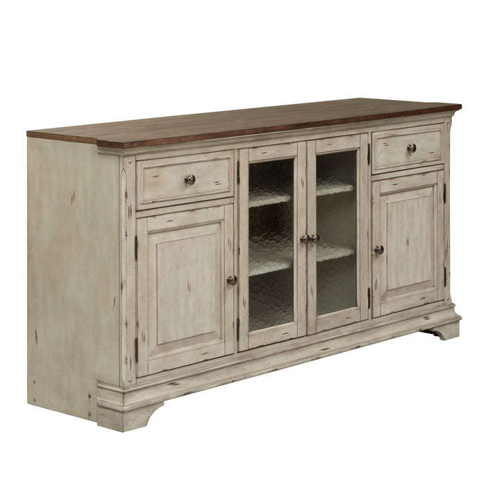 Morgan Creek - Entertainment TV Stand - Antique White / Wirebrushed Tobacco Accents – TV Stands by Liberty Furniture at Furniture Wholesale Plus , Nashville furniture store