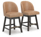 Neymorton - Upholstered Swivel Faux Leather Barstool (Set of 2) - Dark Grayish Brown – Stool Sets by Signature Design by Ashley® at Furniture Wholesale Plus , Nashville furniture store