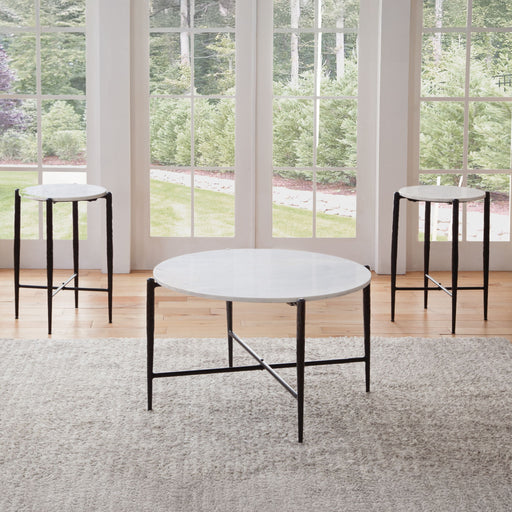 Loxie - 3-Piece Table Set (Cocktail Table, 2 End Tables) - White / Black – Table Sets by Steve Silver Furniture at Furniture Wholesale Plus , Nashville furniture store