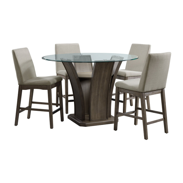 Dapper - 5 Piece Round Counter Height Dining Set (Table And Four Chairs) - Walnut – 5 Piece Dining Room Sets by Elements International at Furniture Wholesale Plus , Nashville furniture store
