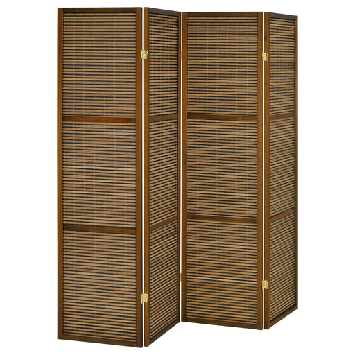 Browning - 4-Panel Bamboo Room Divider Folding Screen - Walnut - Premium Room Dividers from Coaster Fine Furniture - Just $189! Shop now at Furniture Wholesale Plus  We are the best furniture store in Nashville, Hendersonville, Goodlettsville, Madison, Antioch, Mount Juliet, Lebanon, Gallatin, Springfield, Murfreesboro, Franklin, Brentwood