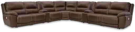 Dunleith - 9-Piece Power Reclining Sectional - Chocolate – Reclining Sectionals by Signature Design by Ashley® at Furniture Wholesale Plus , Nashville furniture store