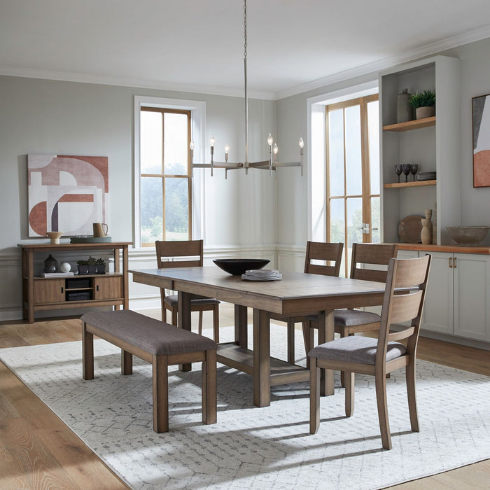 Brook Bay - Trestle Table Set With Slat Back Chairs – 5 Piece Dining Room Sets by Liberty Furniture at Furniture Wholesale Plus , Nashville furniture store