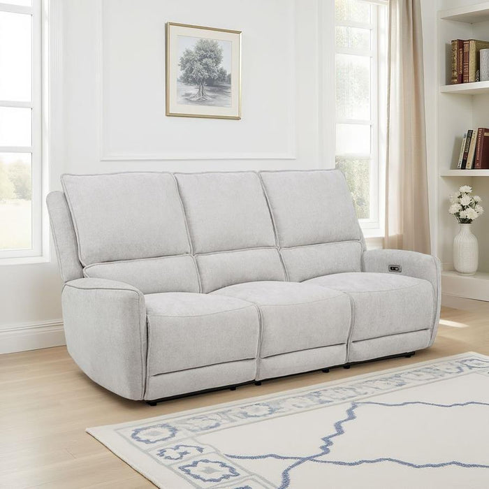 Sylmar - Chenille Upholstered Power Reclining Sofa - Dove Gray – Reclining Sofas by Coaster Fine Furniture at Furniture Wholesale Plus , Nashville furniture store