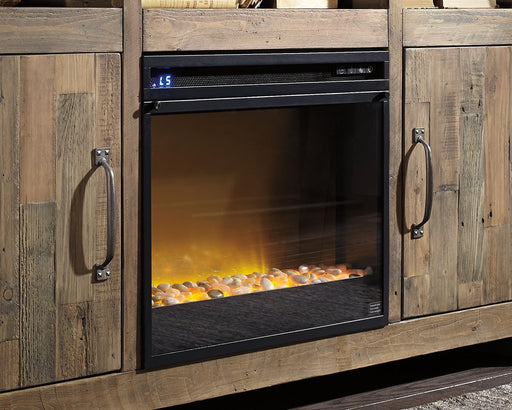Starmore - 70" TV Stand With Glass/Stone Fireplace Insert - Brown – Fireplace TV Stands by Signature Design by Ashley® at Furniture Wholesale Plus , Nashville furniture store