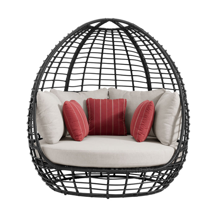 Playa - Twin Egg Chair With 3 Pillows - Dark Gray / Beige – Patio Swings by Elements International at Furniture Wholesale Plus , Nashville furniture store