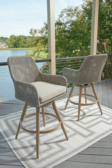 Seton Creek - Barstool With Cushion (Set of 2) - Beige / Gray – Stool Sets by Signature Design by Ashley® at Furniture Wholesale Plus , Nashville furniture store