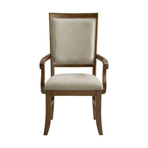 Phillipe - Dining Arm Chair With Fabric (Set of 2) - Cherry And Gray – Chair Sets by Elements International at Furniture Wholesale Plus , Nashville furniture store