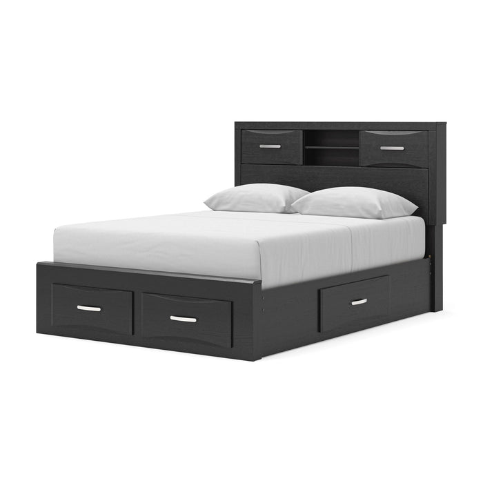Stabotta - Queen Bookcase Bed With Storage Footboard And 2 Under Bed Storage Units - Black – Storage Beds by Signature Design by Ashley® at Furniture Wholesale Plus , Nashville furniture store