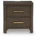 Radkin - Two Drawer Night Stand - Burnished Brown – Nightstands w/ Charging Stations by Signature Design by Ashley® at Furniture Wholesale Plus , Nashville furniture store