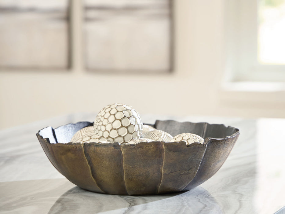 Aidman - Bowl - Black / Antique Gold Finish – Plates & Bowls by Signature Design by Ashley® at Furniture Wholesale Plus , Nashville furniture store