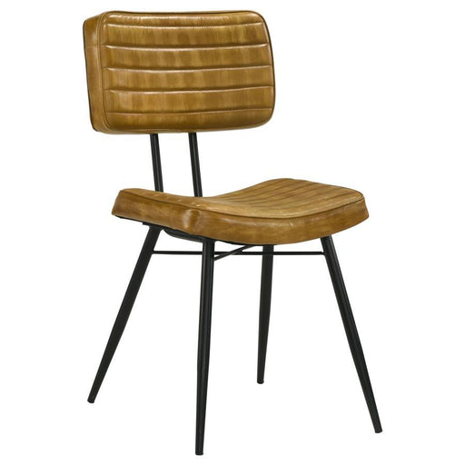 Misty - Leather Upholstered Dining Side Chair (Set of 2) - Camel - Premium Chair Sets from CoasterEssence - Just $499! Shop now at Furniture Wholesale Plus  We are the best furniture store in Nashville, Hendersonville, Goodlettsville, Madison, Antioch, Mount Juliet, Lebanon, Gallatin, Springfield, Murfreesboro, Franklin, Brentwood