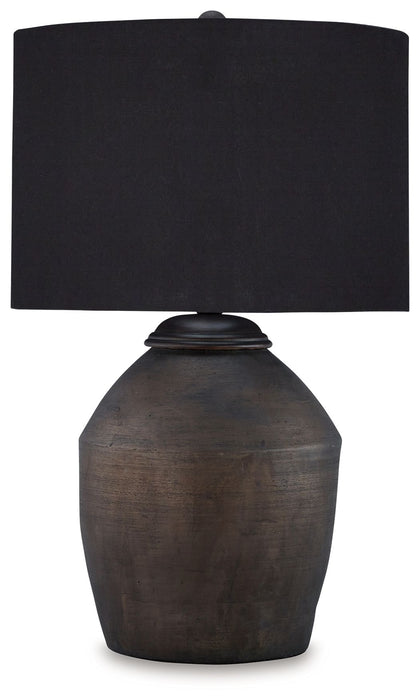 Naareman - Terracotta Table Lamp - Metallic Black – Table Lamps by Signature Design by Ashley® at Furniture Wholesale Plus , Nashville furniture store
