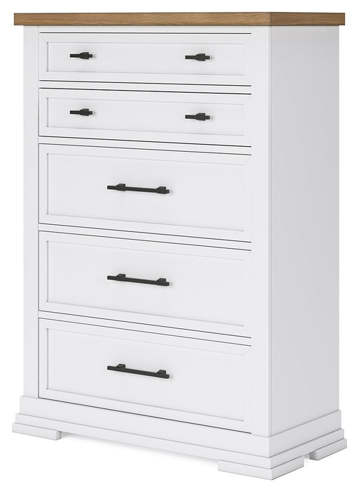 Ashbryn - Five Drawer Chest - White / Natural – Accent Chests by Benchcraft® at Furniture Wholesale Plus , Nashville furniture store