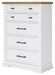 Ashbryn - Five Drawer Chest - White / Natural – Accent Chests by Benchcraft® at Furniture Wholesale Plus , Nashville furniture store