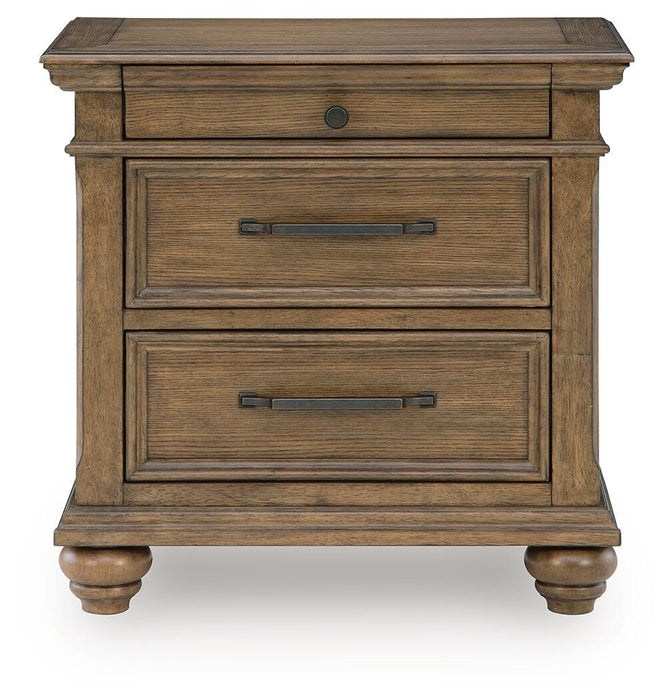 Karallin - Three Drawer Night Stand - Medium Brown – Accent Nightstands by Signature Design by Ashley® at Furniture Wholesale Plus , Nashville furniture store