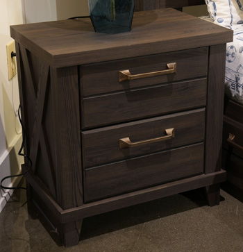 Vonitta Bay - Two Drawer Night Stand - Dark Brown – Nightstands w/ Charging Stations by Signature Design by Ashley® at Furniture Wholesale Plus , Nashville furniture store