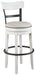 Valebeck -  Tall Upholstered Swivel Barstool - Premium Bar Height (28"-30") from Signature Design by Ashley® - Just $208! Shop now at Furniture Wholesale Plus  We are the best furniture store in Nashville, Hendersonville, Goodlettsville, Madison, Antioch, Mount Juliet, Lebanon, Gallatin, Springfield, Murfreesboro, Franklin, Brentwood