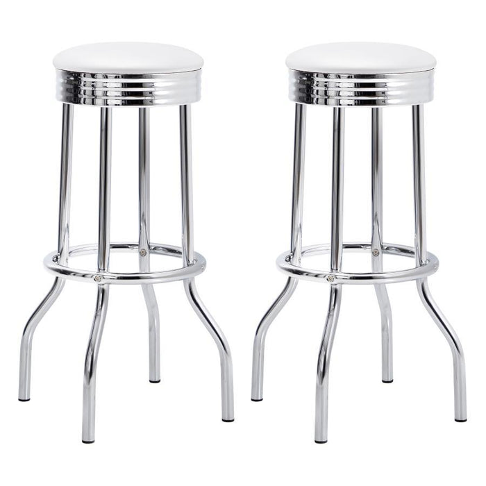 Retro - Upholstered Metal Swivel Bar Stool (Set of 2) - Premium Stool Sets from CoasterEveryday - Just $199! Shop now at Furniture Wholesale Plus  We are the best furniture store in Nashville, Hendersonville, Goodlettsville, Madison, Antioch, Mount Juliet, Lebanon, Gallatin, Springfield, Murfreesboro, Franklin, Brentwood