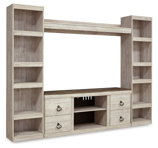 Willowton - 4-Piece Entertainment Center - Whitewash – Entertainment Centers by Signature Design by Ashley® at Furniture Wholesale Plus , Nashville furniture store