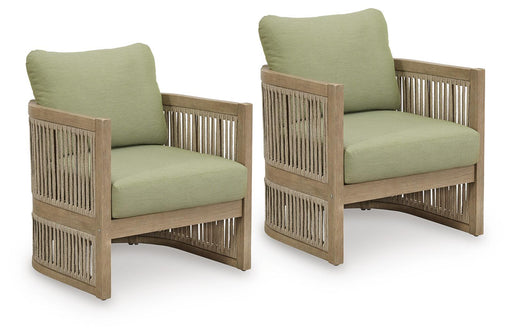 Serena Shores - Lounge Chair With Cushion (Set of 2) - Beige / Green – Chair Sets by Signature Design by Ashley® at Furniture Wholesale Plus , Nashville furniture store