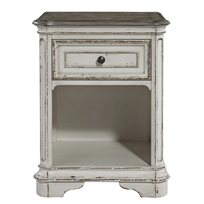 Magnolia Manor - 1 Drawer Nightstand - Antique White – Accent Nightstands by Liberty Furniture at Furniture Wholesale Plus , Nashville furniture store