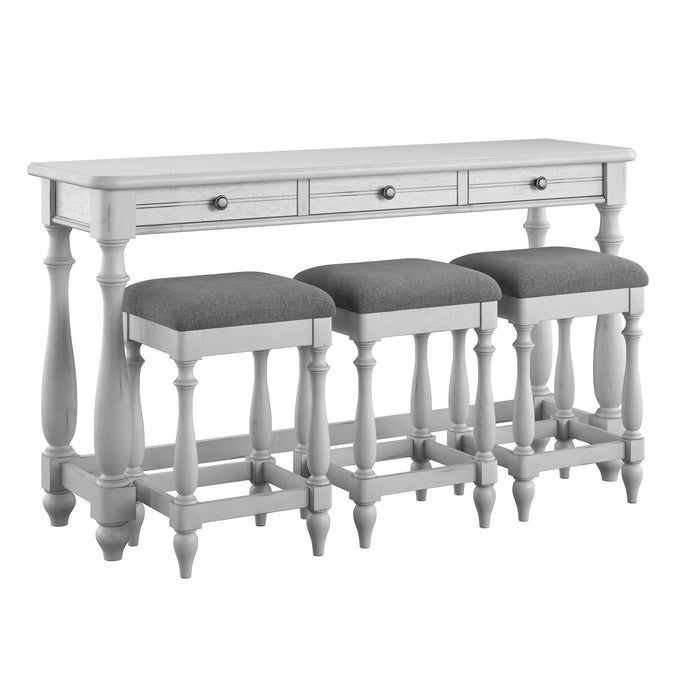 New Haven - Sofa Table With 3 Stools - Oyster Shell - Premium 4 Piece Living Room Sets from Emerald Home - Just $819! Shop now at Furniture Wholesale Plus  We are the best furniture store in Nashville, Hendersonville, Goodlettsville, Madison, Antioch, Mount Juliet, Lebanon, Gallatin, Springfield, Murfreesboro, Franklin, Brentwood