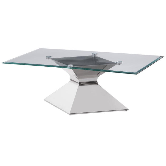 Jenny - Glass Top Stainless Steel Table – End Tables by CoasterEveryday at Furniture Wholesale Plus , Nashville furniture store