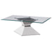 Jenny - Glass Top Stainless Steel Table – End Tables by CoasterEveryday at Furniture Wholesale Plus , Nashville furniture store
