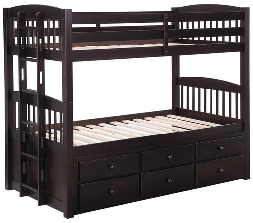 Kensington Twin Over Twin Bunk Bed with Trundle Cappuccino - Premium Bunk Bed from Coaster Z2 Standard - Just $1058! Shop now at Furniture Wholesale Plus  We are the best furniture store in Nashville, Hendersonville, Goodlettsville, Madison, Antioch, Mount Juliet, Lebanon, Gallatin, Springfield, Murfreesboro, Franklin, Brentwood