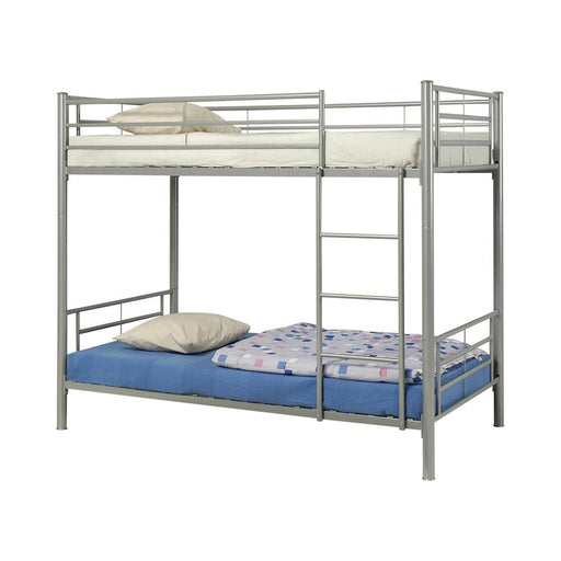 Hayward Twin Over Twin Bunk Bed Silver - Premium Bunk Bed from Coaster Z2 Standard - Just $358! Shop now at Furniture Wholesale Plus  We are the best furniture store in Nashville, Hendersonville, Goodlettsville, Madison, Antioch, Mount Juliet, Lebanon, Gallatin, Springfield, Murfreesboro, Franklin, Brentwood