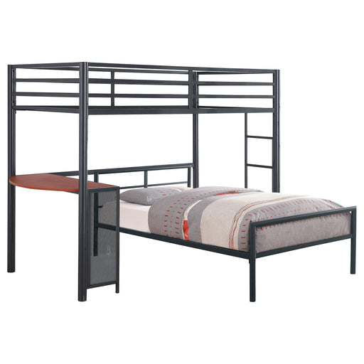 Fisher 2-piece Metal Workstation Loft Bed Set Gunmetal - Premium Loft Bed from Coaster Z2 Standard - Just $658! Shop now at Furniture Wholesale Plus  We are the best furniture store in Nashville, Hendersonville, Goodlettsville, Madison, Antioch, Mount Juliet, Lebanon, Gallatin, Springfield, Murfreesboro, Franklin, Brentwood