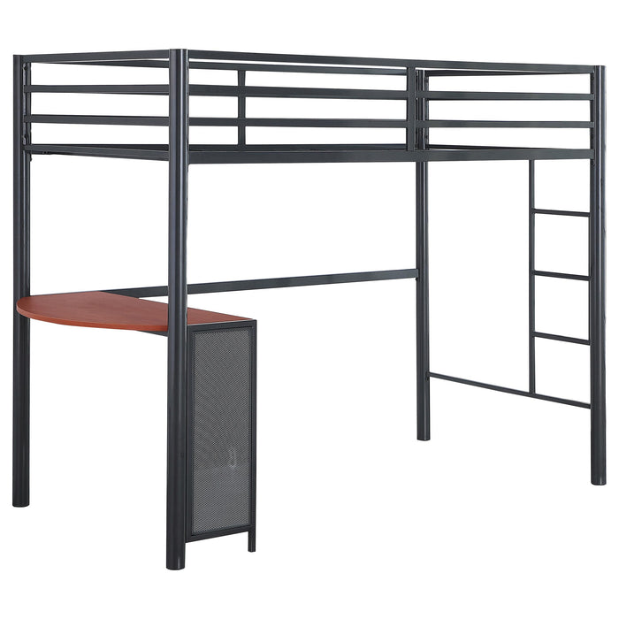 Fisher Twin Workstation Loft Bed Gunmetal - Premium Loft Bed from Coaster Z2 Standard - Just $440! Shop now at Furniture Wholesale Plus  We are the best furniture store in Nashville, Hendersonville, Goodlettsville, Madison, Antioch, Mount Juliet, Lebanon, Gallatin, Springfield, Murfreesboro, Franklin, Brentwood