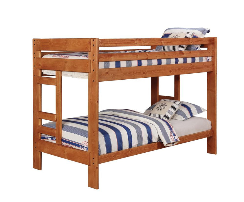 Wrangle Hill Twin Over Twin Bunk Bed Amber Wash - Premium Bunk Bed from Coaster Z2 Standard - Just $898! Shop now at Furniture Wholesale Plus  We are the best furniture store in Nashville, Hendersonville, Goodlettsville, Madison, Antioch, Mount Juliet, Lebanon, Gallatin, Springfield, Murfreesboro, Franklin, Brentwood