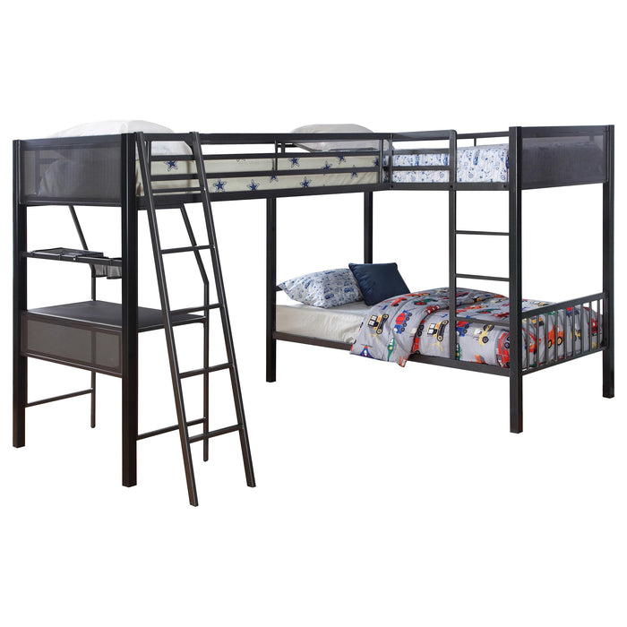 Meyers 2-piece Metal Twin Over Twin Bunk Bed Set Black and Gunmetal - Premium Bunk Bed from Coaster Z2 Standard - Just $998! Shop now at Furniture Wholesale Plus  We are the best furniture store in Nashville, Hendersonville, Goodlettsville, Madison, Antioch, Mount Juliet, Lebanon, Gallatin, Springfield, Murfreesboro, Franklin, Brentwood