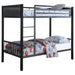 Meyers Twin Over Twin Metal Bunk Bed Black and Gunmetal - Premium Bunk Bed from Coaster Z2 Standard - Just $510! Shop now at Furniture Wholesale Plus  We are the best furniture store in Nashville, Hendersonville, Goodlettsville, Madison, Antioch, Mount Juliet, Lebanon, Gallatin, Springfield, Murfreesboro, Franklin, Brentwood