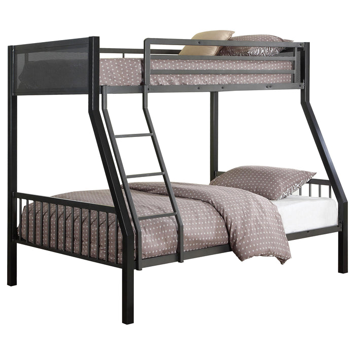 Meyers Twin Over Full Metal Bunk Bed Black and Gunmetal - Premium Bunk Bed from Coaster Z2 Standard - Just $590! Shop now at Furniture Wholesale Plus  We are the best furniture store in Nashville, Hendersonville, Goodlettsville, Madison, Antioch, Mount Juliet, Lebanon, Gallatin, Springfield, Murfreesboro, Franklin, Brentwood