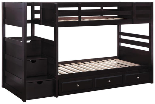 Elliott Twin Over Twin Stairway Bunk Bed Cappuccino - Premium Bunk Bed from Coaster Z2 Standard - Just $958! Shop now at Furniture Wholesale Plus  We are the best furniture store in Nashville, Hendersonville, Goodlettsville, Madison, Antioch, Mount Juliet, Lebanon, Gallatin, Springfield, Murfreesboro, Franklin, Brentwood