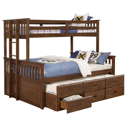 Atkin Twin Extra Long over Queen 3-drawer Bunk Bed Weathered Walnut - Premium Bunk Bed from Coaster Z2 Standard - Just $1158! Shop now at Furniture Wholesale Plus  We are the best furniture store in Nashville, Hendersonville, Goodlettsville, Madison, Antioch, Mount Juliet, Lebanon, Gallatin, Springfield, Murfreesboro, Franklin, Brentwood