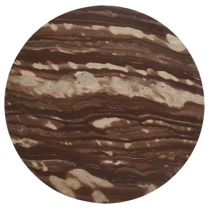 Latifa - Round Marble Top Accent Side Table - Red And Black – Side Tables by CoasterEssence at Furniture Wholesale Plus , Nashville furniture store