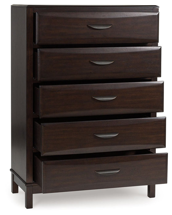 Vanmore - Five Drawer Chest - Dark Brown – Accent Chests by Benchcraft® at Furniture Wholesale Plus , Nashville furniture store