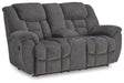 Foreside - Dbl Reclining Loveseat with Console - Charcoal – Reclining Loveseats by Signature Design by Ashley® at Furniture Wholesale Plus , Nashville furniture store