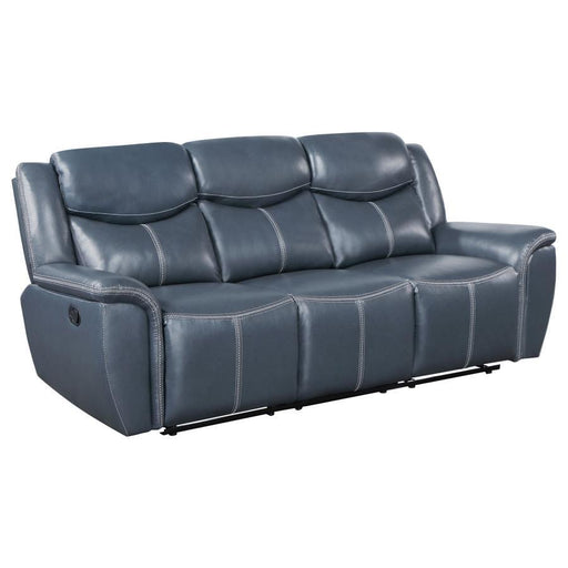 Sloane - Upholstered Padded Arm Reclining Sofa - Blue – Reclining Sofas by Coaster Fine Furniture at Furniture Wholesale Plus , Nashville furniture store
