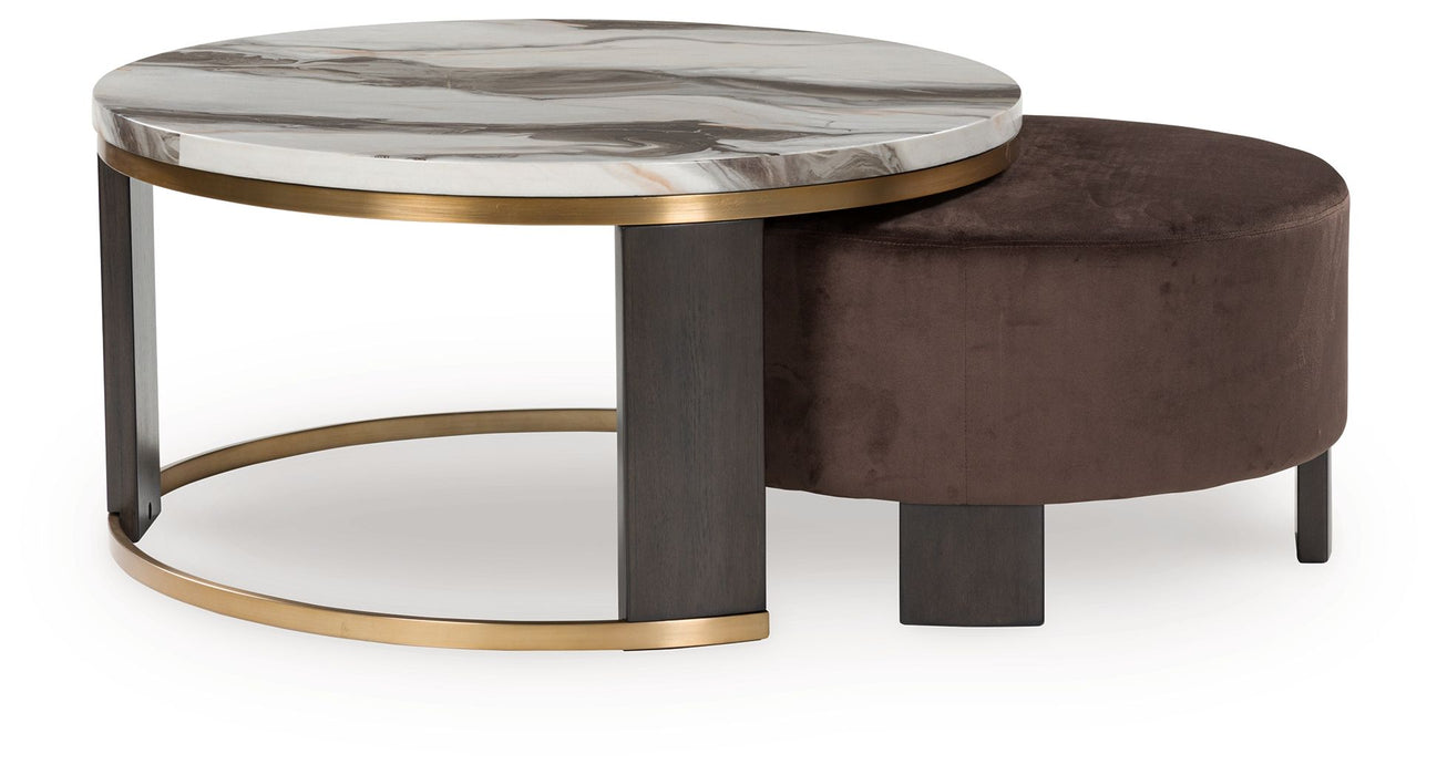 Jazmore - Nesting Cocktail Tables (Set of 2) - Brown / Brass Finish – Nesting Tables by Signature Design by Ashley® at Furniture Wholesale Plus , Nashville furniture store