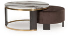 Jazmore - Nesting Cocktail Tables (Set of 2) - Brown / Brass Finish – Nesting Tables by Signature Design by Ashley® at Furniture Wholesale Plus , Nashville furniture store
