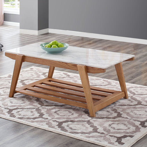 Celeste - White Marble Top Coffee Table - Brown – Coffee Tables by Steve Silver Furniture at Furniture Wholesale Plus , Nashville furniture store