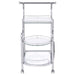 Sarandon - 3-Tier Glass Shelf Metal Bar Cart - Chrome - Premium Bar Carts from CoasterEveryday - Just $169! Shop now at Furniture Wholesale Plus  We are the best furniture store in Nashville, Hendersonville, Goodlettsville, Madison, Antioch, Mount Juliet, Lebanon, Gallatin, Springfield, Murfreesboro, Franklin, Brentwood