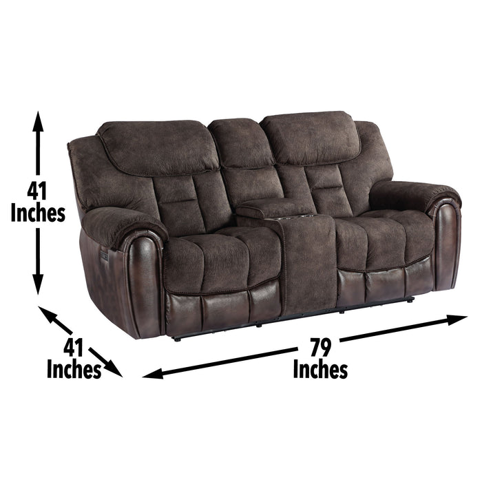 Apollo - Dual Power Console Loveseat - Black – Reclining Loveseats by Steve Silver Furniture at Furniture Wholesale Plus , Nashville furniture store
